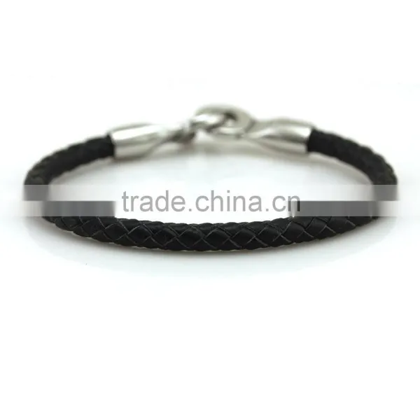 Magnetic Stainless Steel Cow Leather Bracelets,round Cord Wristbands,real Leather Bracelets Cuff photo-2
