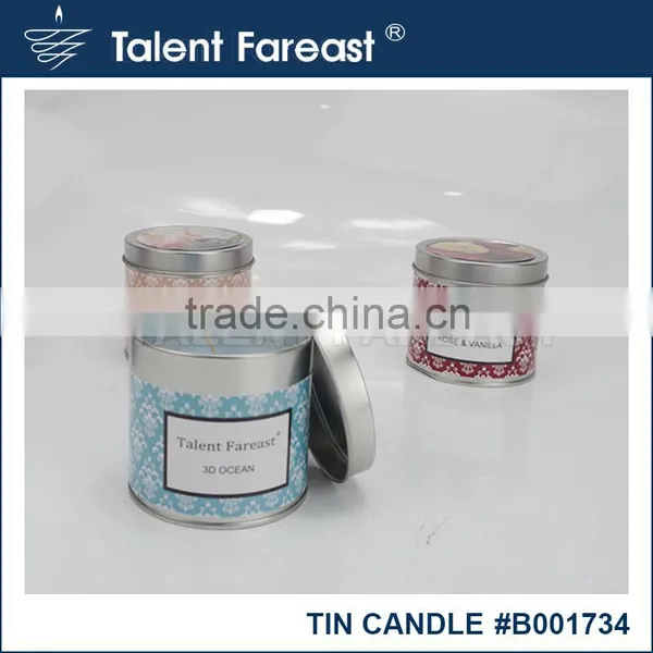 2016 Best Sell Fresh Smell Fragrance Natural Candle 6oz Lid Tin Jar Candle