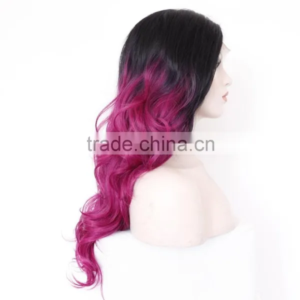 Ombre Red Synthetic Lace Front Wigs Ombre Curly Lace Wigs for African American photo-2
