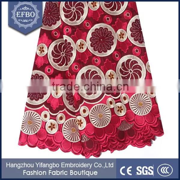 Wine Color Background Swiss Guipure Voile Lace Fabric / White Color Background China Swiss Voile Lace For Wedding Dress