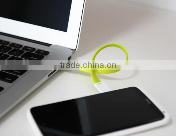Best Selling Key Ring Charging Cable 20CM Noodle Flat Keychain USB Short Cable With Custom Logo