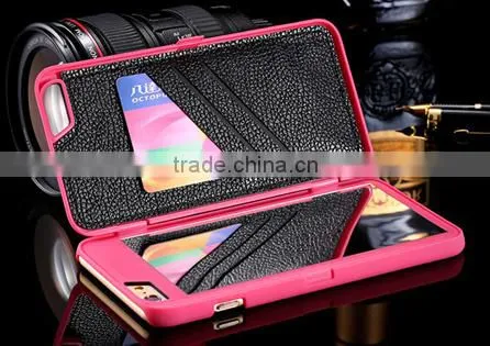 3D Water Flip PU Leather Case For IPhone 6 6S Wallet Mirror Case Dual Layer Card Slot Cover for Iphone6 Plus photo-5