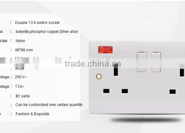 Gold 250V 13amp Socket Outlet With Neon Switched Socket Outlet photo-2