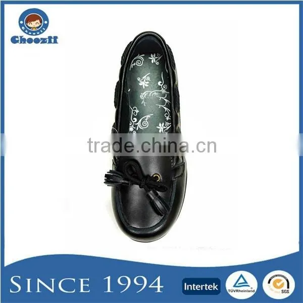 Hot Sale Black Color Simple Design Leather School Shoes photo-4