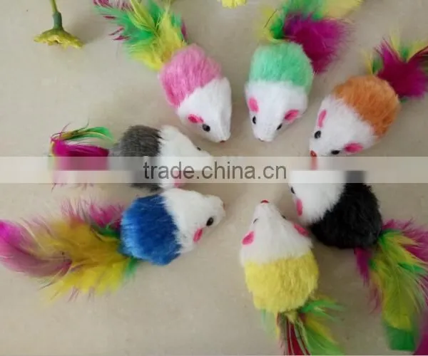 Long Haired Mice Cat Toy Funny Colored Fur Mice Toy For Kitten photo-5