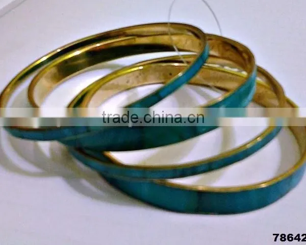 Brass Metal & Wood Fashion Bangle Bracelet Set photo-3