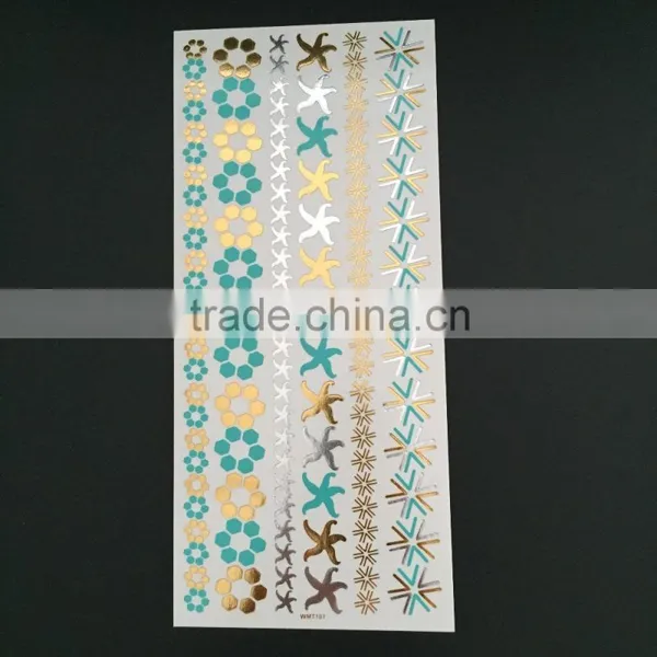 WMT-107 Temporary Golden Flash Foil Tattoo Sticker