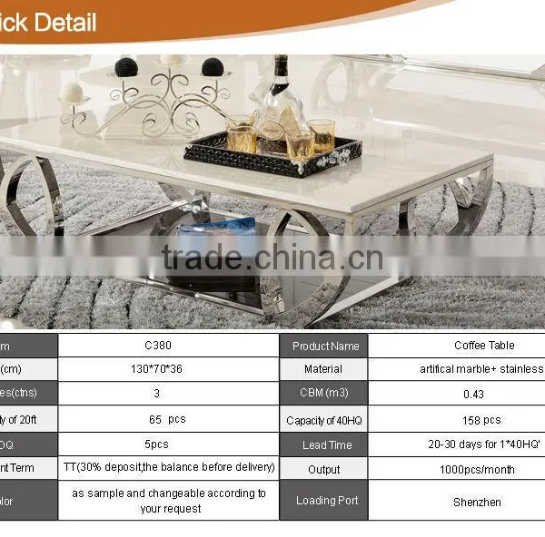 C380 2015 Fashional Stainless Steel Coffee Table for Sale photo-4