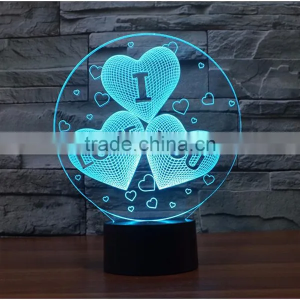 2017 Valentine's Day Gift 7color 3d Romantic LED Night Light Lamp photo-3