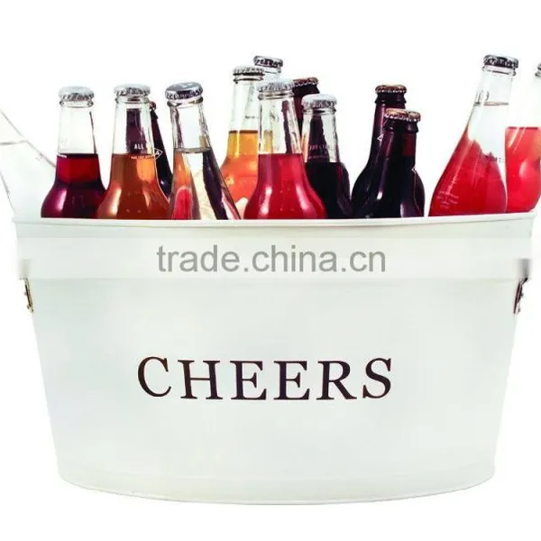 Large Retro Oval Metal Beverage Party Tub / Ice Bucket / Wine Cooler photo-4