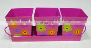Metal Flower Planter With Tray photo-2