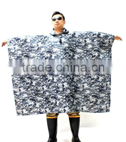 4000 Hydrostatic Pressure Waterproof PU PVC Coated Military Camouflage Rain Poncho photo-4
