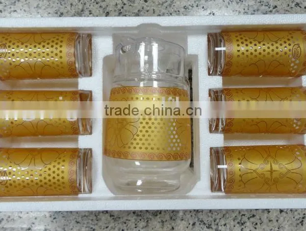 JK035 7pcs Glass Drinking Set With Deco photo-2
