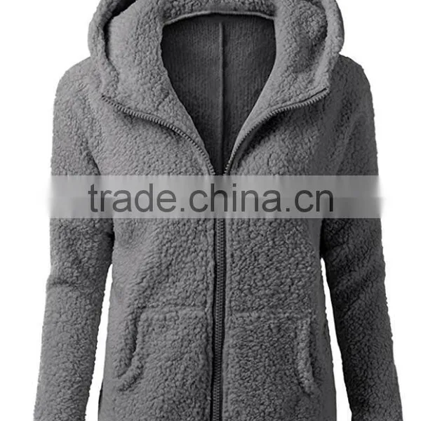 Women's Winter Autumn Clothing China Full Zip Lightweight Long Sleeve Zipper Up Teddy Sherpa Fleece Hoodie Sweatshirt Jackets photo-6