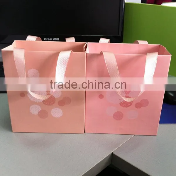 Amazing Luxury Ribbon Handle Pink Gift Paper Bag photo-5