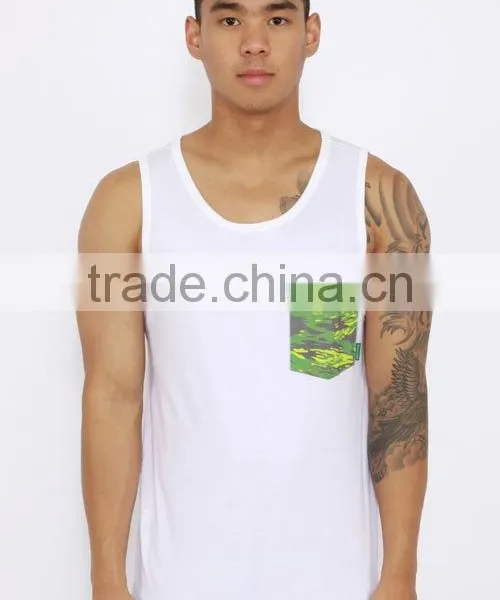 Custom Cotton Breathe Freely Absorbent Water Tank Top With Pocket photo-2