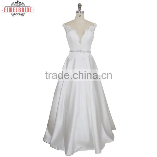 Custom A Line Lace Appliques Wedding Dress photo-2