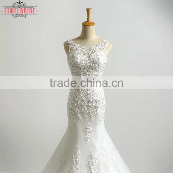 Long Floor-length White Wedding Dress Mermaid photo-2