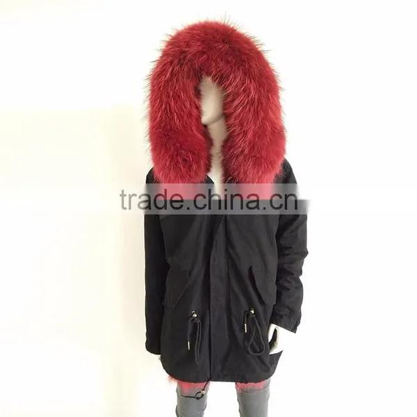 Myfur Custom Navy Outer Parka With Removable Dyed Fox Belly Fur Lined in Wholesale Price photo-4