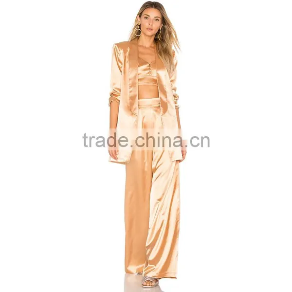 BF Style Career Women Fashion Blazer Long Sleeve Unlined Satin Jacket photo-5