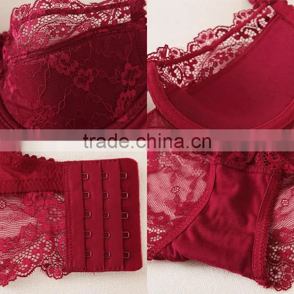 3/4 Cup Nylon & Lace Bra and Panties Set, Different Size & Hollow & Breathable, Floral, More Colors, Sol photo-6