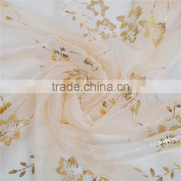 Imitation Silk Scarves & Wraps Rectangle Golden Beige Flower Scarf Factory China photo-2