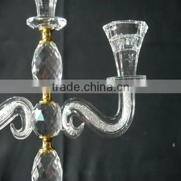 Wedding Decorative Candelabra,Crystal With Golden Metal Candle Holder photo-3
