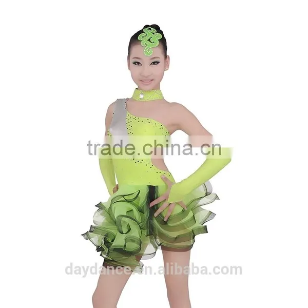 Girls Kids Ballroom Latin Competition Dress Fluffy Skirt Children Latin Dance Costumes photo-2