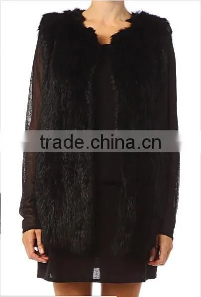 YR305 Basic Style Top Quality Thick Knit Rabbit Fur Vest Lots of Colors photo-2