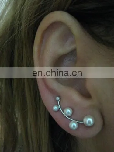 Ear Sweep Wrap - Cuff Earring - Gold Filled With Glass Pearl photo-2