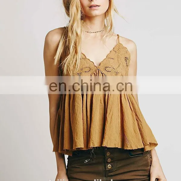 Woman Babydoll Open Bra Top Design Fashion Embroidered Cami photo-4
