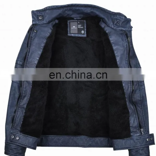 2015 Lastest Fashion Mens Handsome Fur Lined pu Leather Fur Coat photo-2
