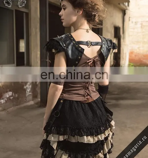 Steampunk High-low Layered Skirt With Removable Pocket photo-2