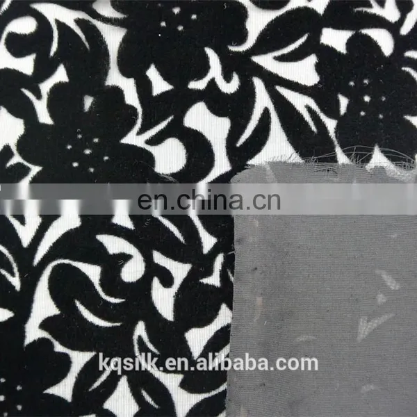 Flower Design 100% Black Silk Velvet Fabric Burnout Silk Velvet Fabric photo-3