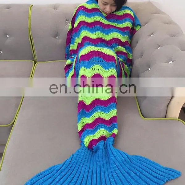New Popular Fashion All Season Blankets Handmade Knit Mermaid Tail Blanket Wholesale photo-5