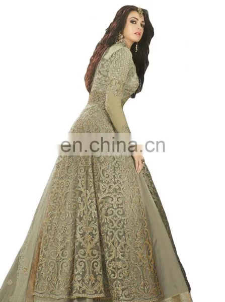 2017 Wedding Parrty Wear Net Anarkali Style Lehenga Suits (Semi-Stitched) photo-5
