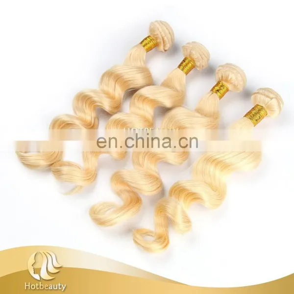 613# Blonde Color Virgin Human Loose Wave Remy Russian Hair Weave no Shedding no Tangle photo-3