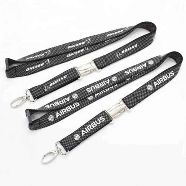 Custom Silicone Printing Boeing Lanyard With Laser Logo on Detachable Clip Silicone Printing Logo Work id Card Holder Lanyard