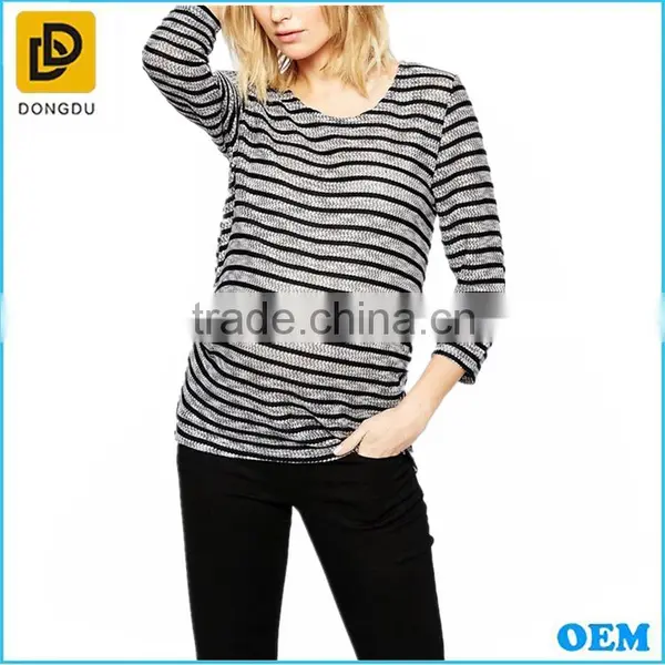 Wholesale Maternity Clothes Stripe Long Sleeve Woman Maternity Top