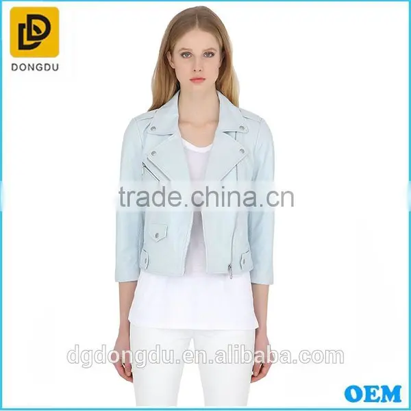 Women Clothing Biker Jacket Factory Asymmetric Zip Lapel Collar Ladies Suede Life Jacket photo-2