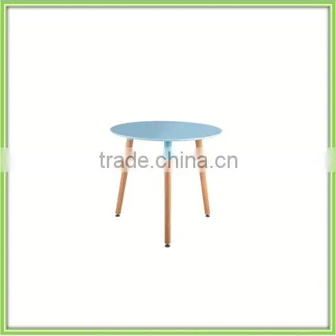 Solid Wood Legs And Blue Round Coffee Table Wood photo-2