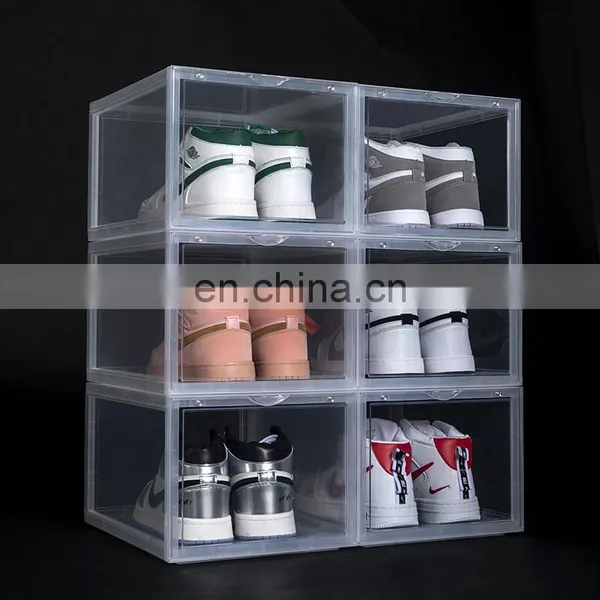 Drop Front Clear Stackable Shoe Box With Magnets Acrylic Storage Shoe Box Transparent Taizhou Custom Display Sneaker Box Case photo-3