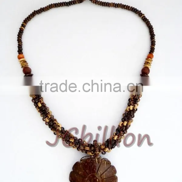 Coconut Shell Necklace Real Natural Carved Into Beads