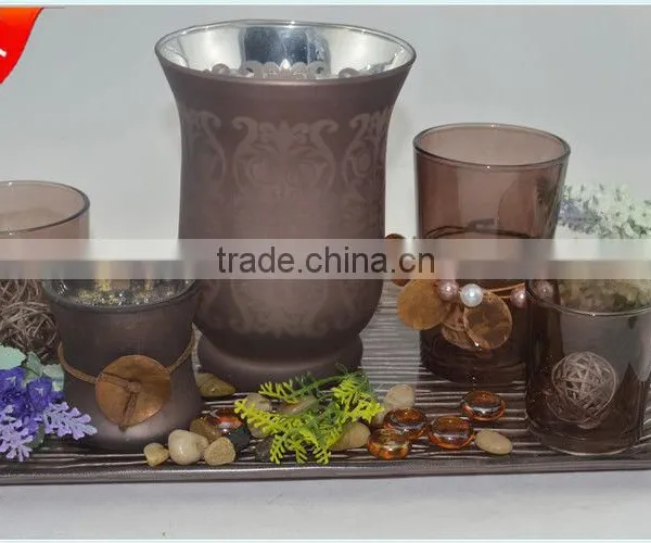 Glass Pillar Candle Holder Set
