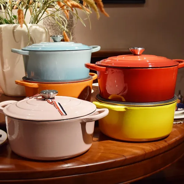 High-end Online Metal Cast Iron Kitchen Products Cast Iron Casserole Sets Cast Iron Cookware Enamel Coating Steamer Casserole photo-2