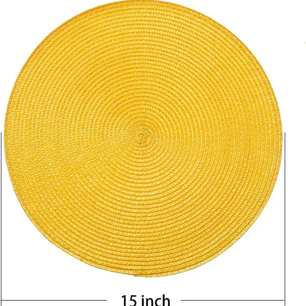 Yellow Color 4 Place Mats for Natural Woven Heat Resistant Place Mats 15 Inch Trivets for Hot Pots and Pans photo-2