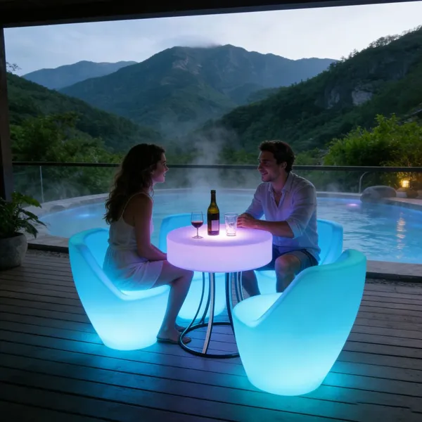 Modern Plastic Bar Luminous Table Chair Set Outdoor Club Use 16 Color Variable Lighting Waterproof Eco-Friendly Commercial photo-2