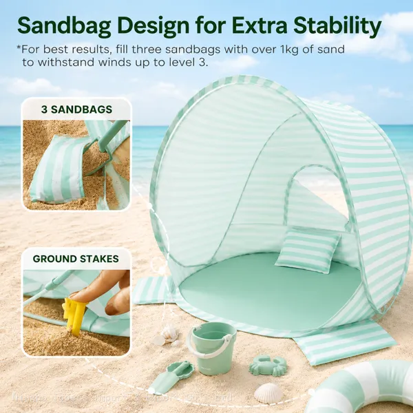 Pop Up Baby Tent With UV Protection, Portable Baby Beach Essentials, 35.4