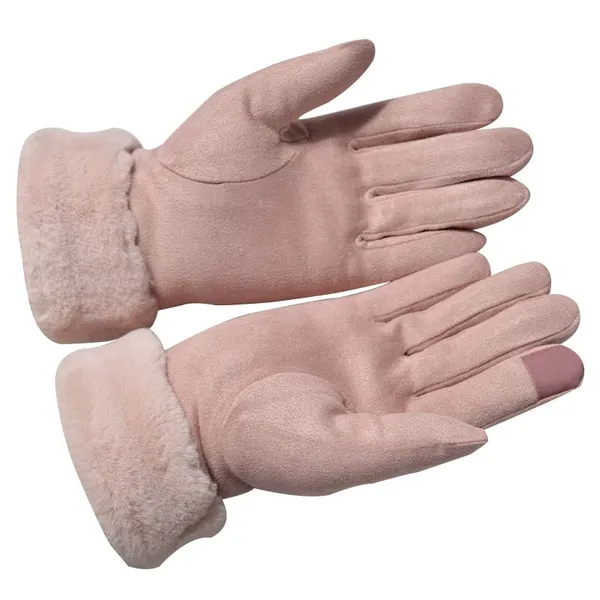 Women Winter Gloves Suede Sherpa Lined Furry Cuff Snug Fit Windproof Urban Commute Winter Gloves photo-3