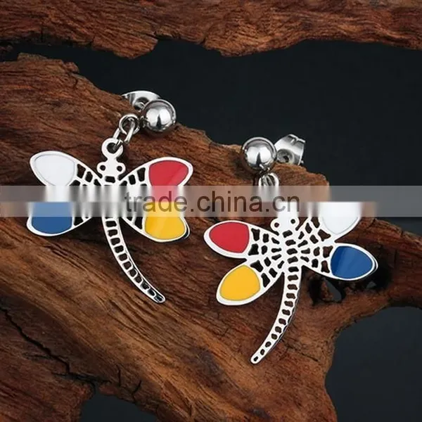 Stainless Steel Dragonfly Young Girl Earring Jewelry Set photo-5